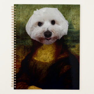 Funny Mona Lisa Maltese Dog Planner
