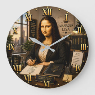 Funny Mona Lisa Manager Office Decor Large Clock