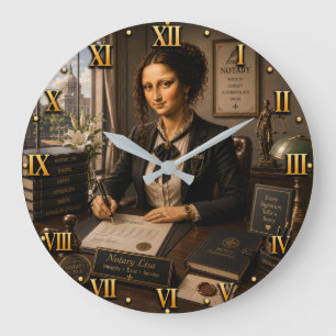 Funny Mona Lisa Notary Office Decor Large Clock