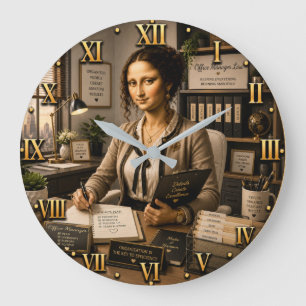 Funny Mona Lisa Office Manager Office Organization Large Clock