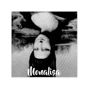 Funny Mona Lisa Parody Art & Mr, Bin Self-inking Stamp