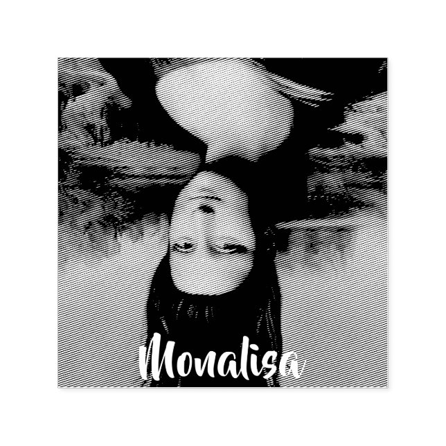 Funny Mona Lisa Parody Art & Mr, Bin Self-inking Stamp (Design)