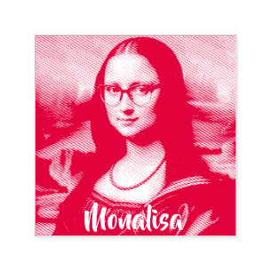 Funny Mona Lisa Parody Art & Mr, Bin Self-inking Stamp