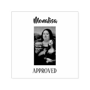 Funny Mona Lisa Parody Art & Mr, Bin Self-inking Stamp