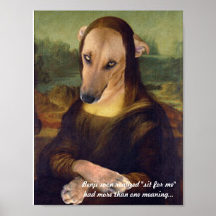 Funny Mona Lisa Puppy Dog Poster