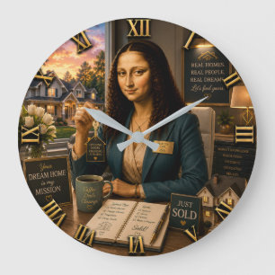 Funny Mona Lisa Realtor Real Estate Office Decor Large Clock