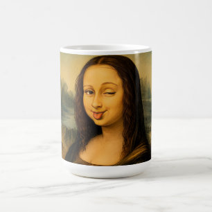Funny Mona Lisa Winking Coffee Mug Da Vinci Art Pa