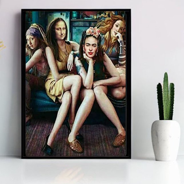 Funny Mona Lisa with her girls squad Poster (Creator Uploaded)
