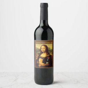Funny Mona Lisa with Wine Book Club Wine Label
