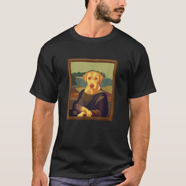 Funny Mona Lisa Yellow Lab Dog Art Parody  T-Shirt (Front)