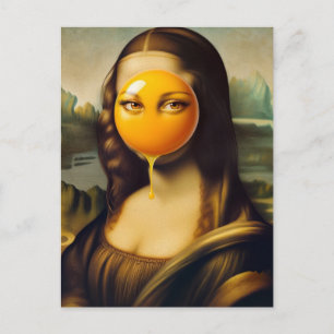 Funny Mona With Egg on Her Face Her Eyes Postcard