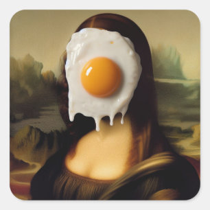 Funny Mona With Egg on Her Face Square Sticker