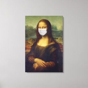 Funny Monalisa Wears Coronavirus Facial Mask Canvas Print