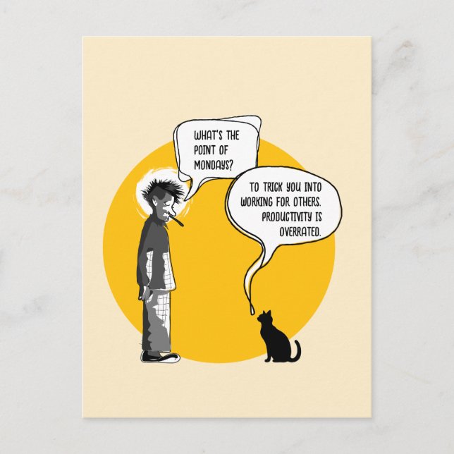 Funny Monday Cat Office Humour Sarcasm Postcard (Front)