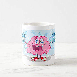 Funny Money Brain Cartoon Euro Cash Lover  Coffee Mug