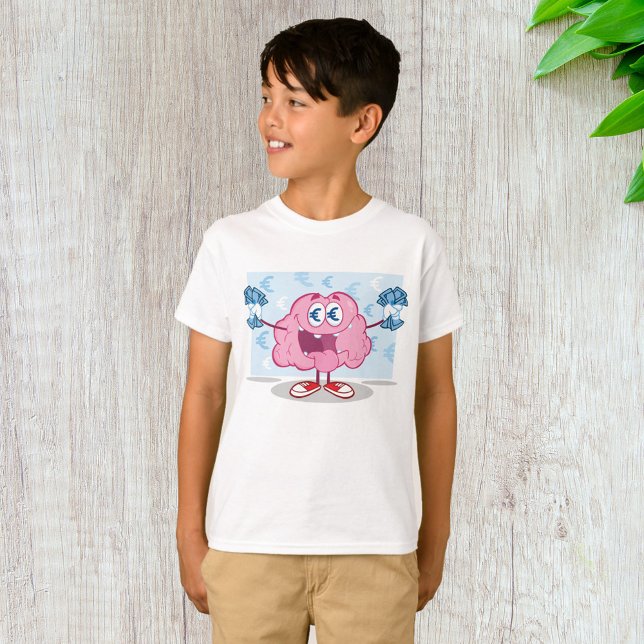 Funny Money Brain Cartoon Euro Cash Lover  T-Shirt (Creator Uploaded)