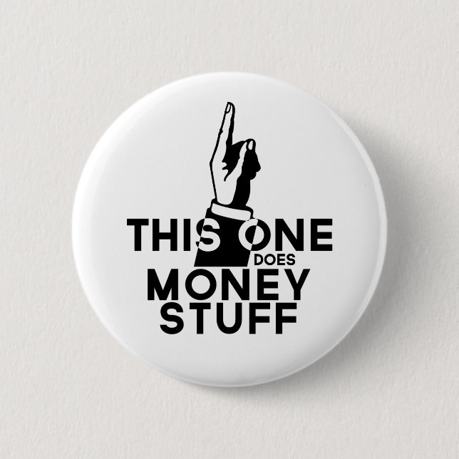 Funny Money Button Pin - Vintage Financial Money (Front)