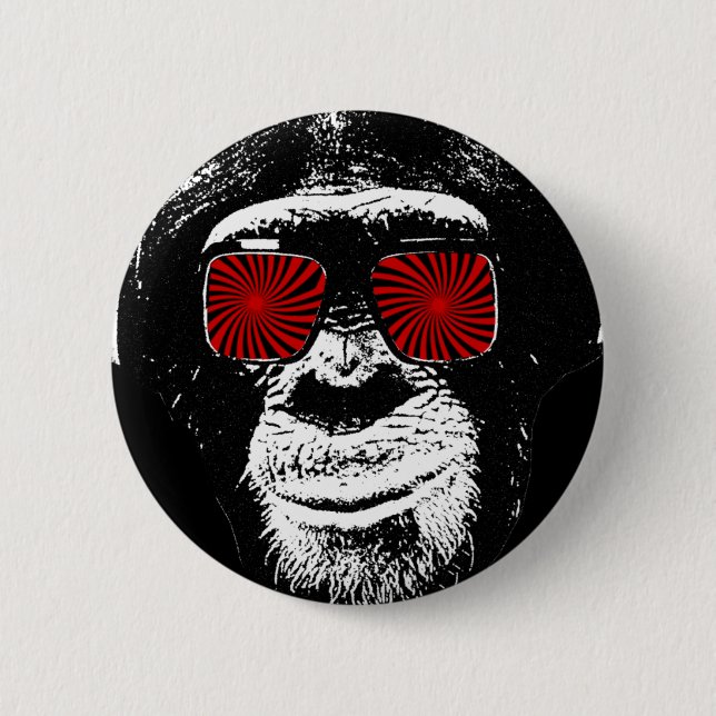 Funny monkey 6 cm round badge (Front)