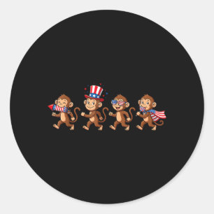 Funny Monkey Aamerican Usa Flag 250 Years 4th Of Classic Round Sticker