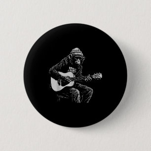 Funny Monkey Acoustic Guitar Music Lover Men Women 6 Cm Round Badge