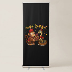 Funny Monkey and Snake Birthday Celebration Retractable Banner