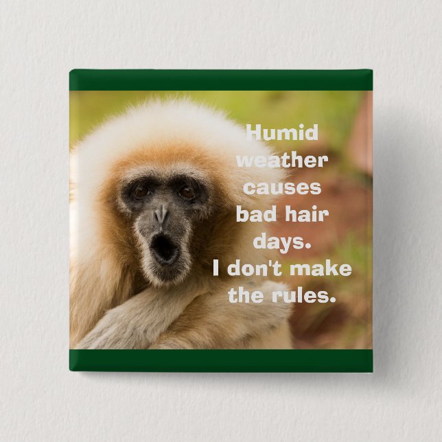 Funny Monkey Bad Hair Day 15 Cm Square Badge (Front)
