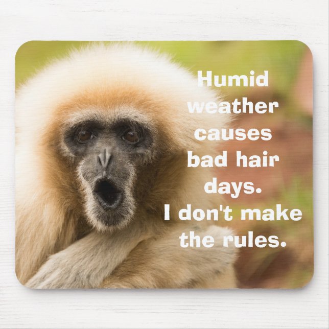 Funny Monkey Bad Hair Day Mouse Mat (Front)