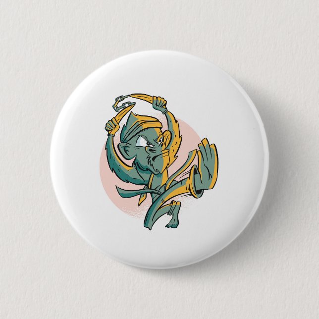 Funny Monkey Banana Fighter 6 Cm Round Badge (Front)