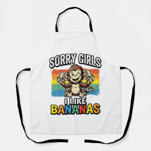 Funny Monkey Banana Vintage Engraving Shirt Design Apron