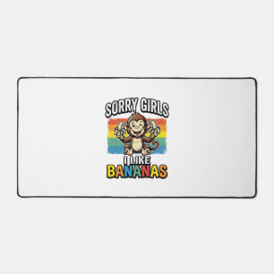 Funny Monkey Banana Vintage Engraving Shirt Design Desk Mat