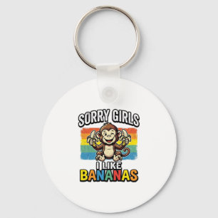 Funny Monkey Banana Vintage Engraving Shirt Design Key Ring
