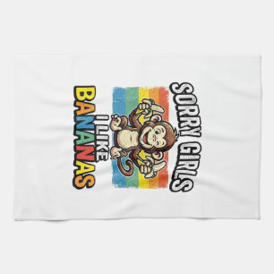 Funny Monkey Banana Vintage Engraving Shirt Design Tea Towel