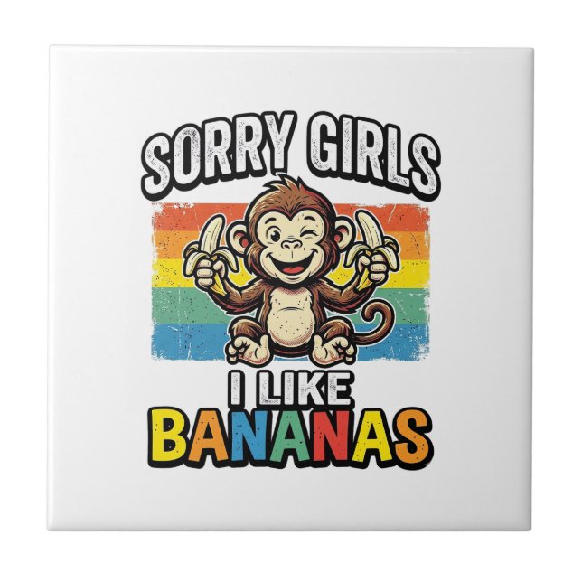 Funny Monkey Banana Vintage Engraving Shirt Design Tile (Front)