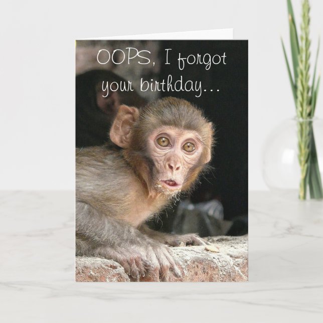 Funny monkey birthday greeting card (Front)