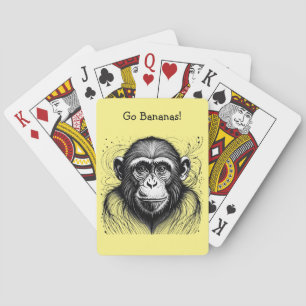 Funny Monkey Black White Ink Customised Playing Cards
