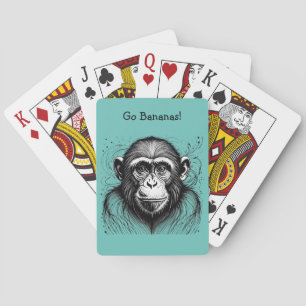 Funny Monkey Black White Ink Customised Playing Cards
