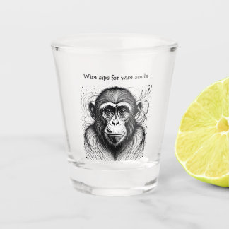 Funny Monkey Black White Ink Customised Shot Glass