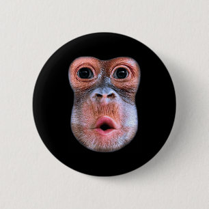 Funny Monkey Blowing Stomach Face, Monkey Blow Sto 6 Cm Round Badge