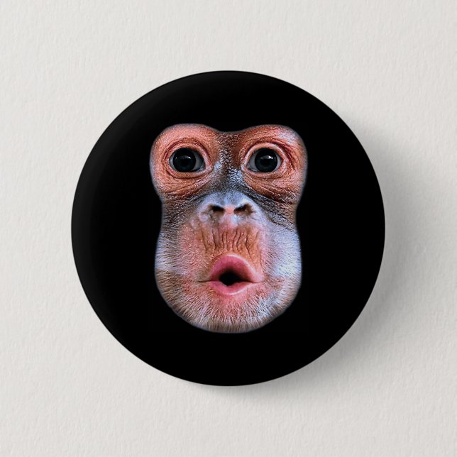 Funny Monkey Blowing Stomach Face, Monkey Blow Sto 6 Cm Round Badge (Front)