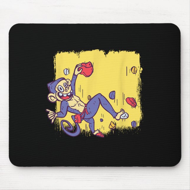 Funny Monkey Bouldering And Rock Climbing  Mouse Mat (Front)