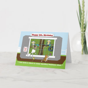 funny monkey business 30th Birthday card