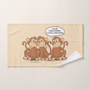 Funny Monkey Cartoon Design Hand Towel