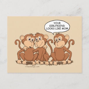 Funny Monkey Cartoon Design Holiday Postcard
