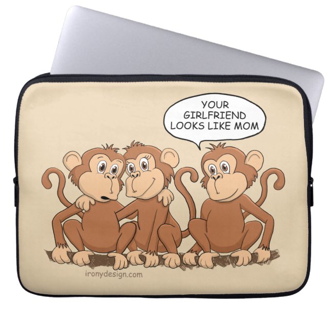 Funny Monkey Cartoon Design Laptop Sleeve (Front)