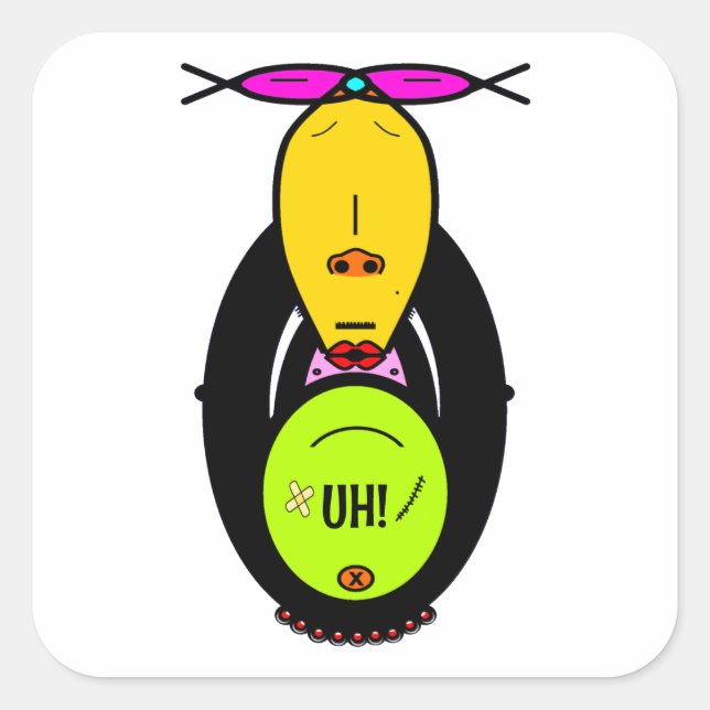 Funny Monkey Cartoon Mascot Square Sticker (Front)