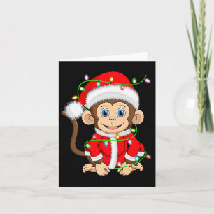 Funny Monkey Christmas Lights Santa Costume Cute A Card