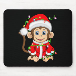 Funny Monkey Christmas Lights Santa Costume Cute A Mouse Mat