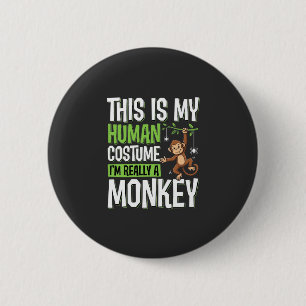 Funny Monkey Costume Halloween Vector 6 Cm Round Badge