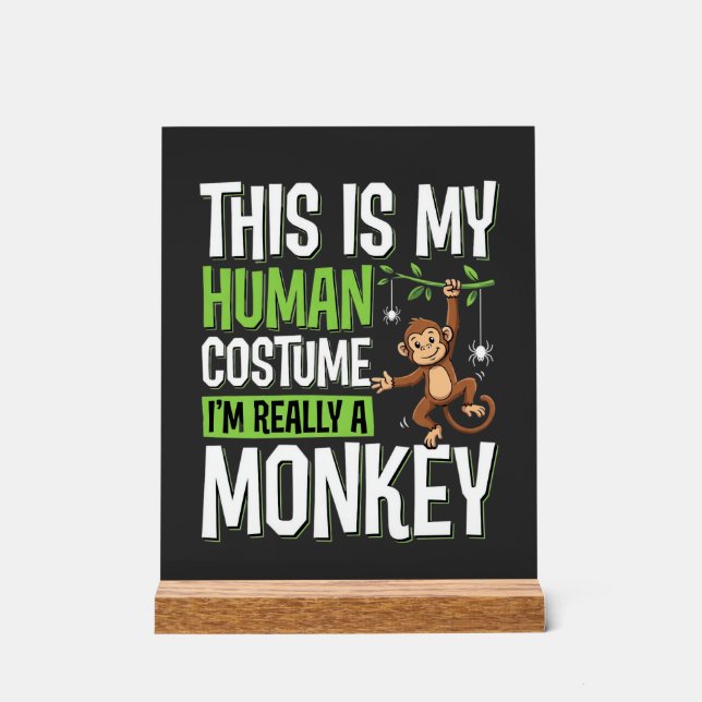 Funny Monkey Costume Halloween Vector Acrylic Sign (Front)