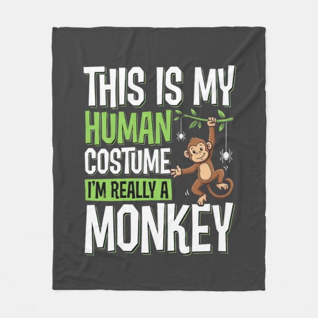 Funny Monkey Costume Halloween Vector Fleece Blanket (Front)